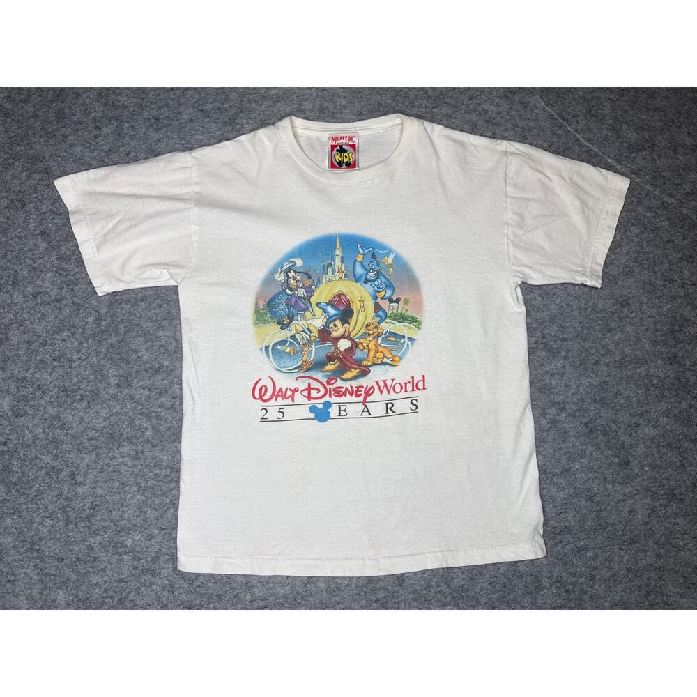 Walt Disney World 90s Shirt Kids Size Large White 25 Year Anniversary